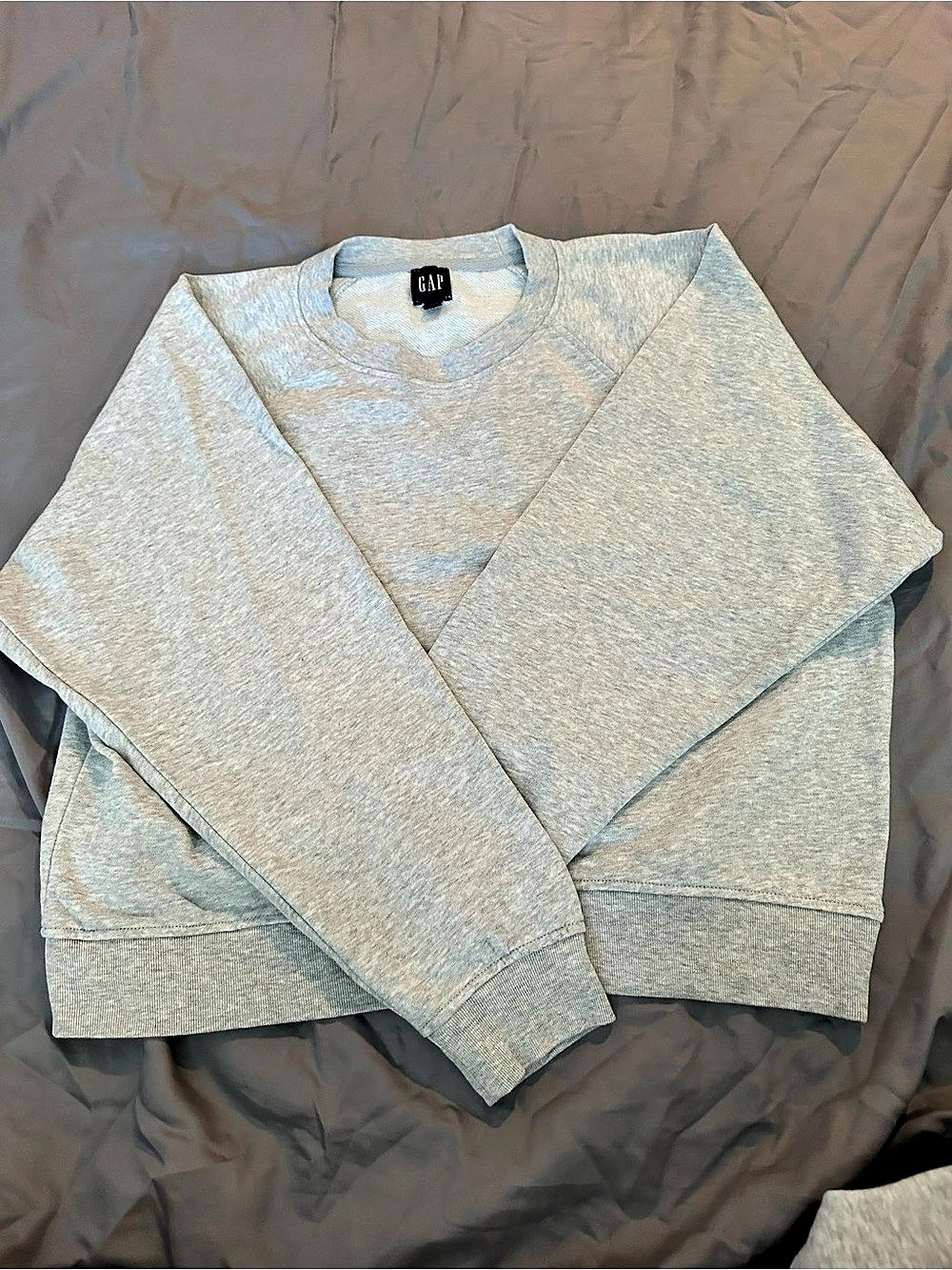 GAP VintageSoft Terry Raglan Sweatshirt Gray Medium